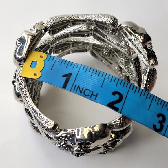 Skull Bracelet Stretchy Punk Rock Bangle Goth Accessory Halloween Jewelry - Picture 7 of 10